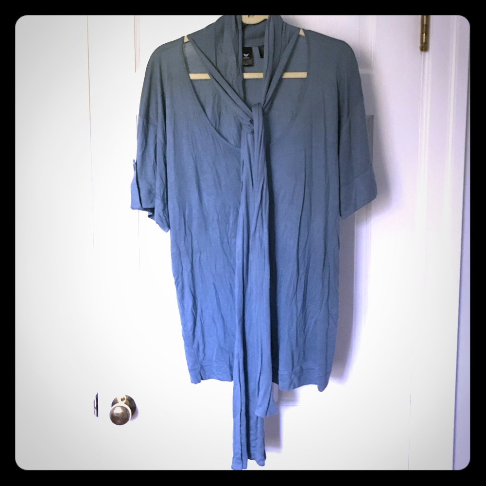 Silky Soft, Drapey, Tie Neck Blouse